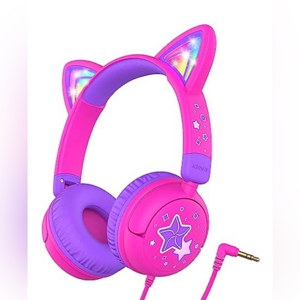 Kids Cat Ear Wired Headphones - Pink and Purple